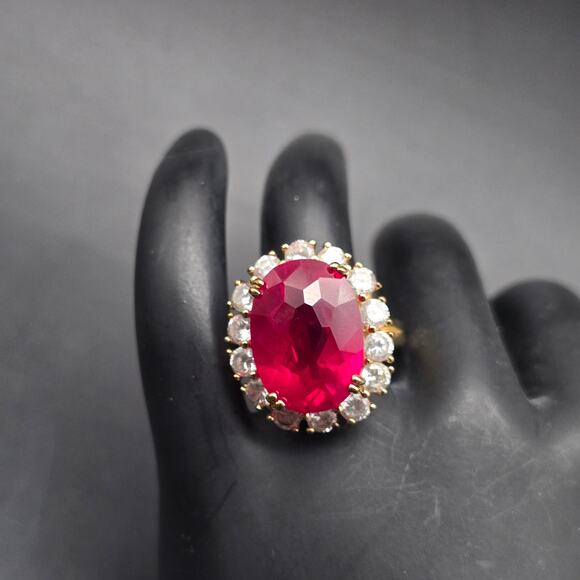 JBK Jacqueline Kennedy Ruby Ring 925 Size 8 Sterling Silver - Picture 10 of 10